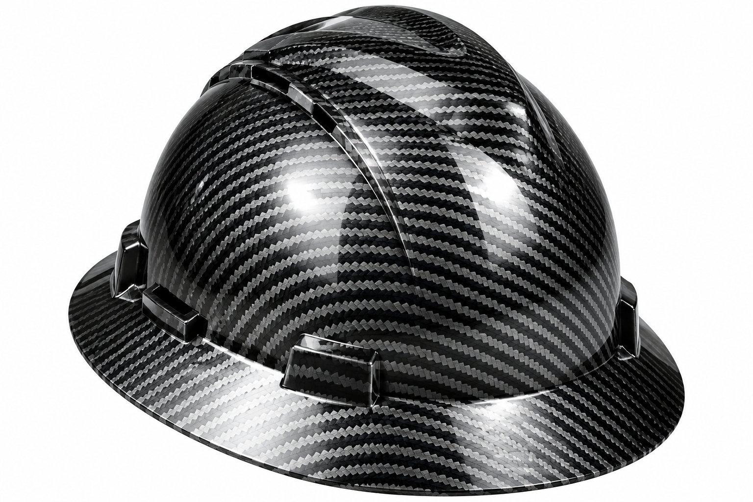 Casque de Chantier Sécurité Haute Densité Fibre de Carbone Glossy