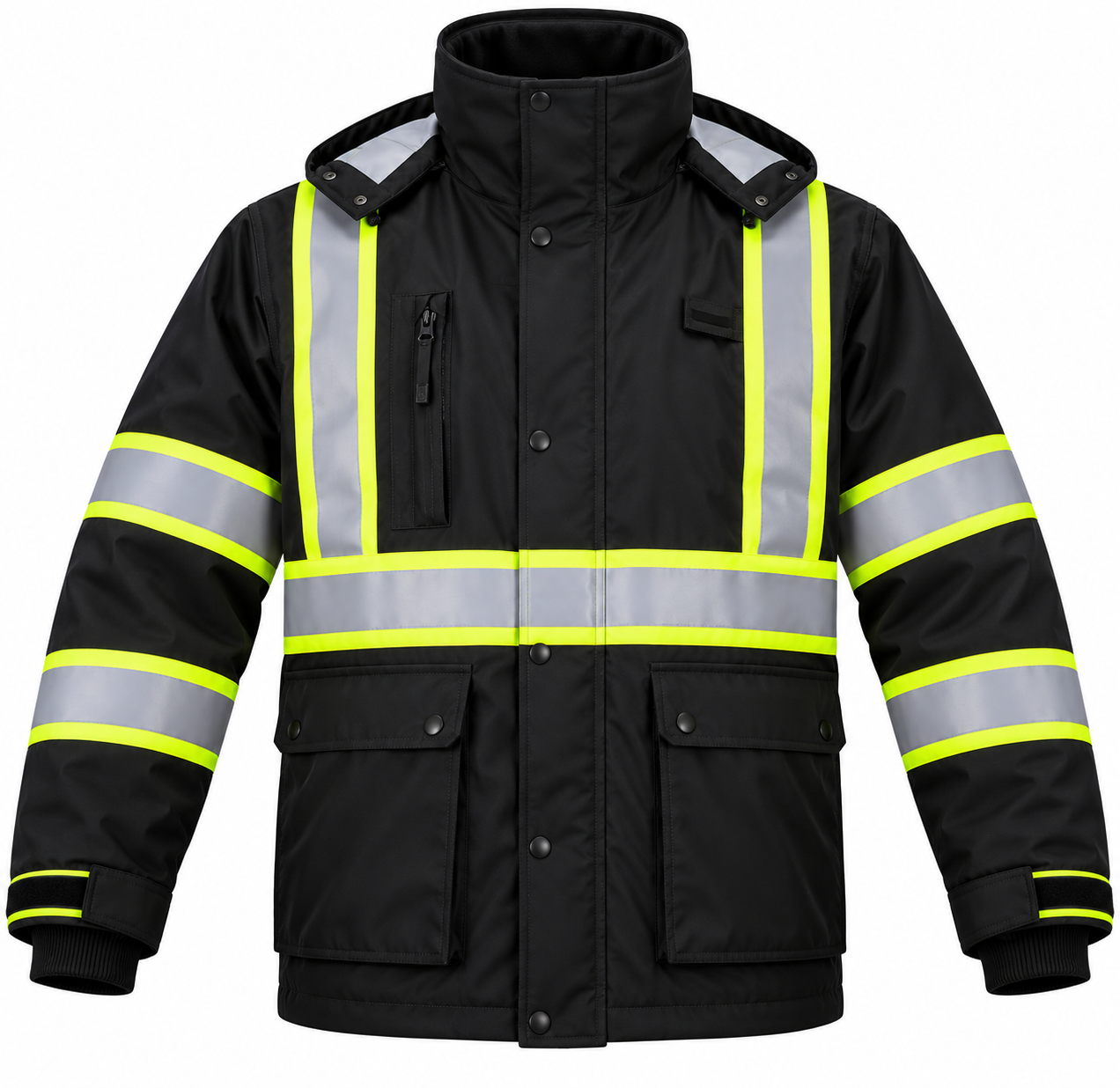 Veste de Sécurité Noire Haute Visibilité Bandes Fluo & Réfléchissantes